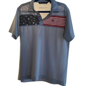 Travis Mathew Light Grey Boys Polo with Flag Accent